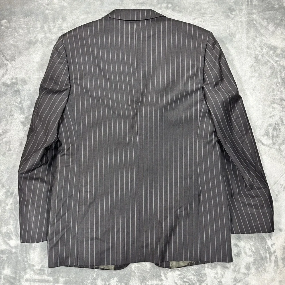 Banana Republic Mens 44R Wool Pinstripe Blazer Jacket Charcoal Grey 324008-00